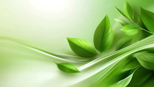 Flowing green leaves suggest fresh, organic vitality.