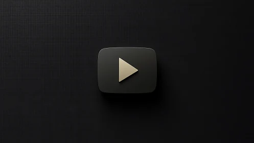 Minimalist black play button icon on dark textured background.