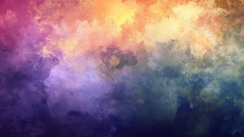 Soft abstract cloudscape in warm purple and gold tones.