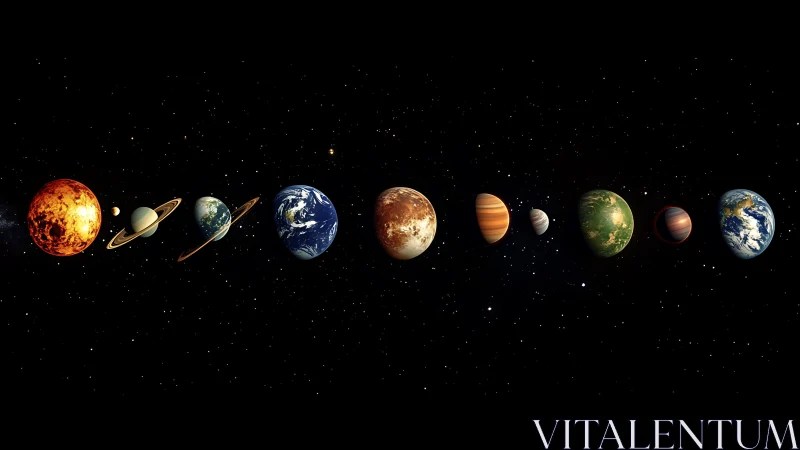 Linear exoplanetary system visualization with varied atmospheric rendering