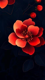 Incandescent Floral Form: Neon Bloom with Radiating Filament Structure.