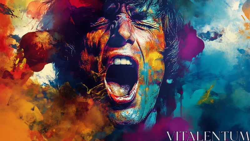 Chromatic scream erupts through clouds of electric emotion.