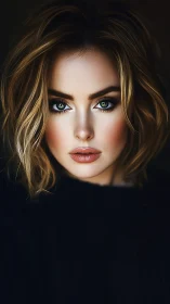 Intense green-eyed portrait with soft cinematic lighting focus.