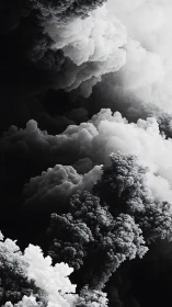 Monochrome volumetric clouds with fractal smoke textures.