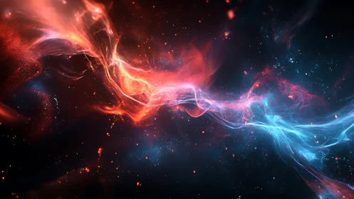 Cosmic fire and ice streams collide in a luminous starlit rift