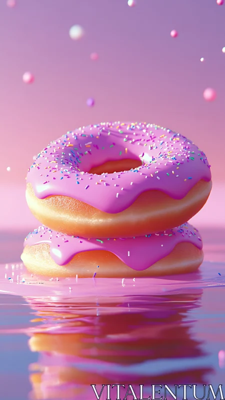 Stacked Donuts with Magenta Glaze: 3D Rendered Confectionery.