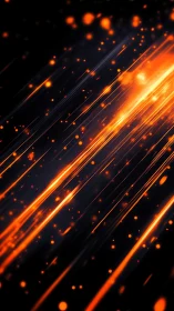 Diagonal orange light streaks on dark abstract digital field.