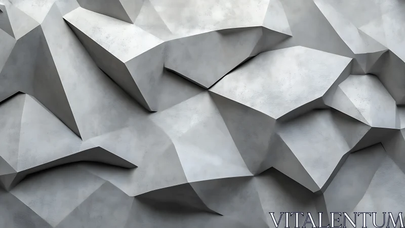 Faceted concrete wall surface shows angular geometric relief