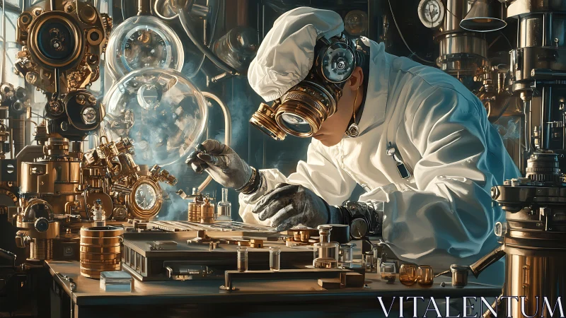 Steampunk microfabrication laboratory with clockwork instrumentation.