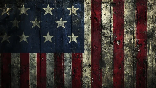 United States flag design appears on weathered wooden boards