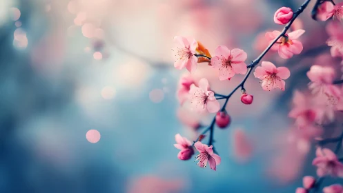 Cherry Blossom Whispers Bloom Through Soft Bokeh Light.
