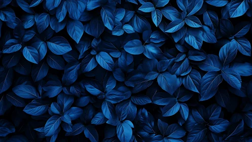 Monochrome cobalt foliage array with directional rim lighting.