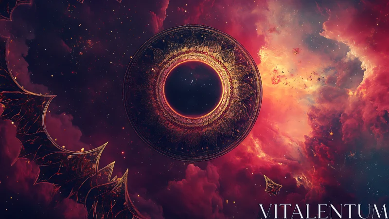 Celestial Ember Gate Encircling a Whispering Void Portal.