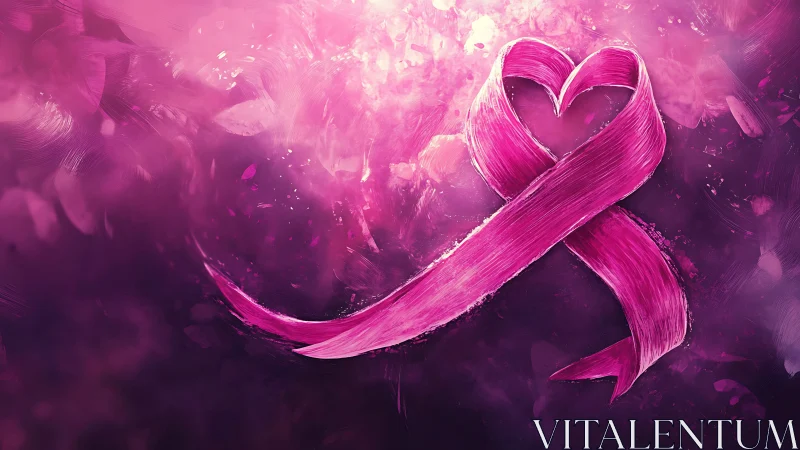 Luminous Pink Heart Embraced in Flowing Ribbon Strokes