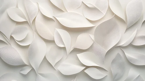 White layered paper leaves forming soft abstract wall art.
