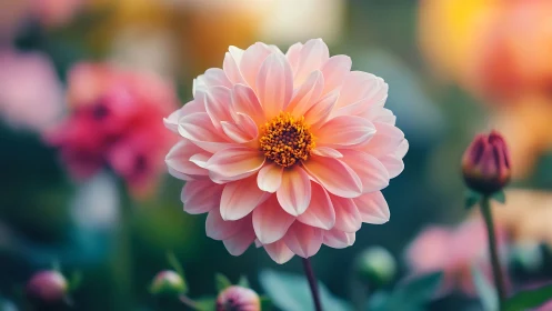 Blush Dahlia in Full Bloom.