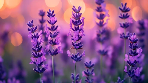 Purple Lavender Flower Stems With Bokeh Background Depth