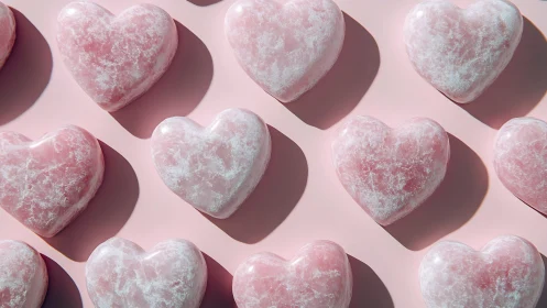 Pink Heart Candies with Sugar Coating.