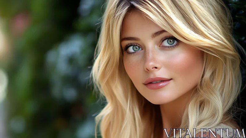 Soft sunlight gently frames a serene blonde portrait