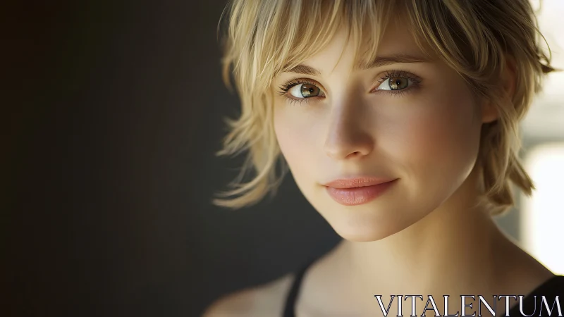 Soft portrait captures blonde woman in natural side light