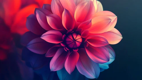 Polychromatic Dahlia with Radial Gradient Lighting and Deep Saturation Palette.