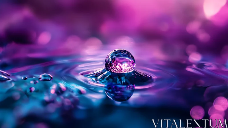 Water droplet captured in sharp macro focus over rippling surface