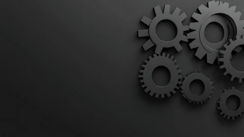 Monochrome matte gear assembly on dark industrial background
