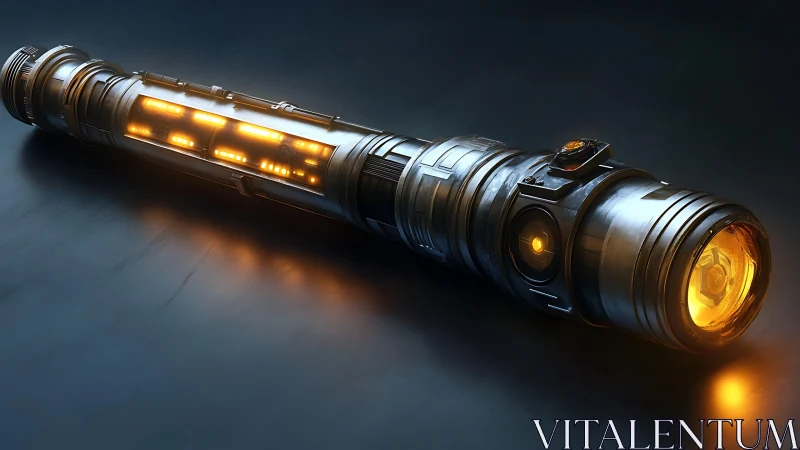 Futuristic Torch with Glowing Yellow LED Core.