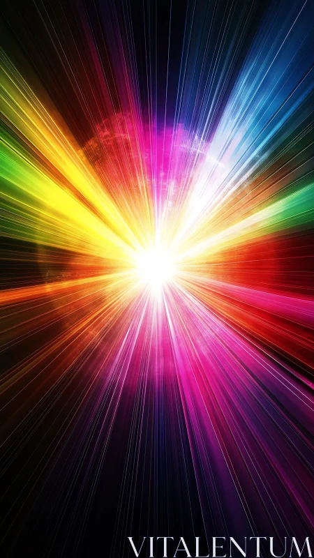 Prismatic starburst gateway exploding through cosmic night.