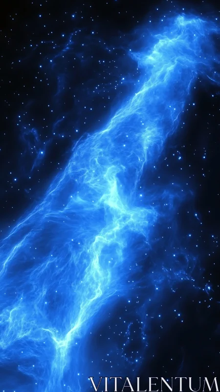 Glowing blue nebula river drifts gently through deep space