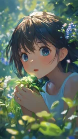 Backlit anime girl rendered with shallow depth and volumetric light