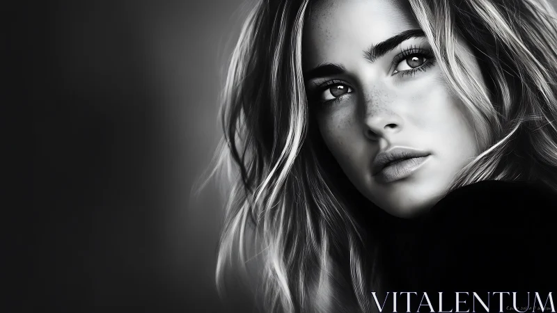 Gaze of quiet thunder in monochrome cinematic portrait.