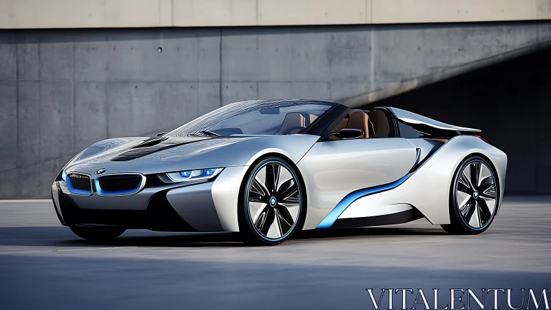 Sleek silver roadster shining with futuristic city style.