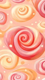 Concentric Spiral Swirls in Coral and Cream Digital Composition.