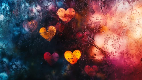 Chromatic Hearts Bloom Through Frozen Glass Reverie.