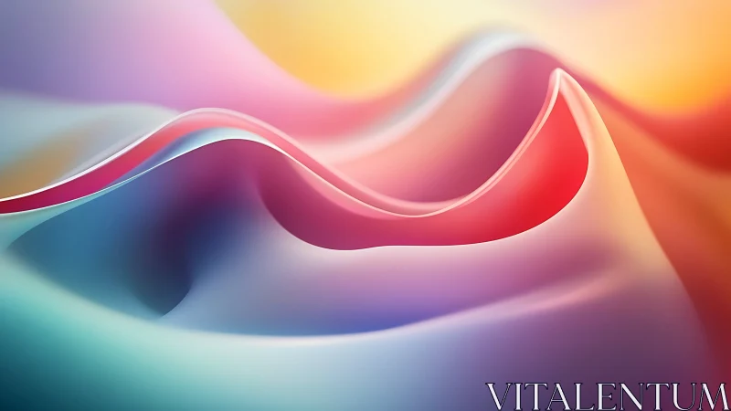 Abstract pastel waves curve through soft gradient light