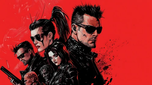 Leather-clad renegades on a blood-red, bullet-scarred horizon.