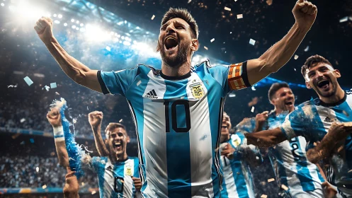 Joyful soccer captain celebrating a triumphant victory.