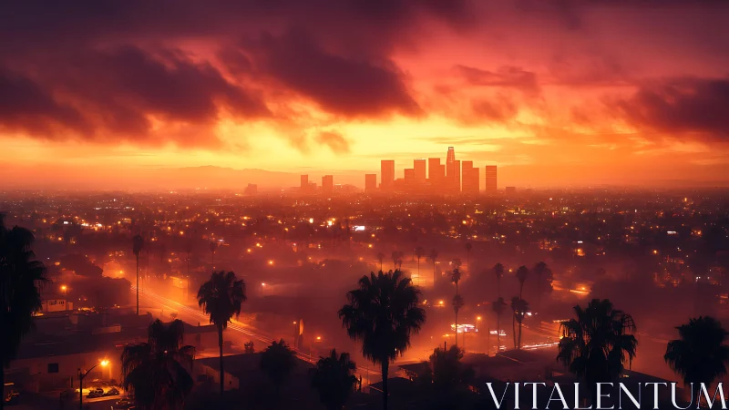 Skylines ignite under molten sunset over dreaming city streets.
