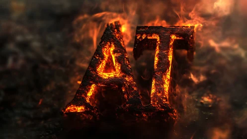 AT Letters Engulfed in Flames and Ember.