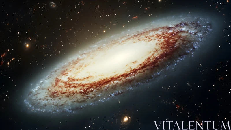 Spiral galaxy rendered with inclined disc and dense core