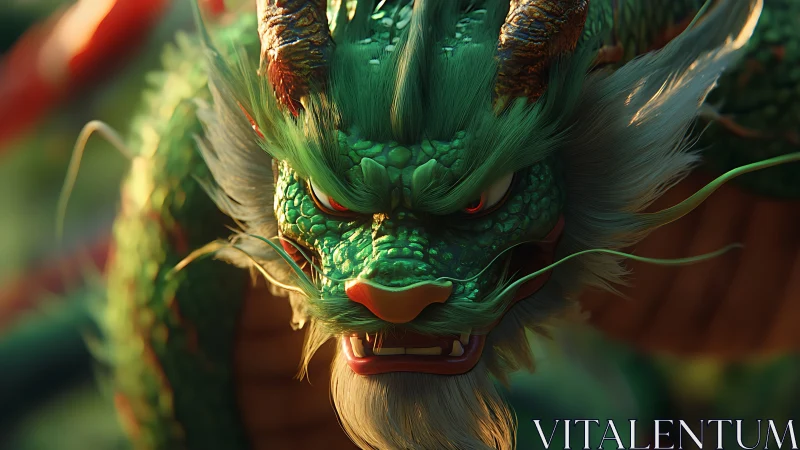 High-detail emerald Eastern dragon close-up, dynamic lighting