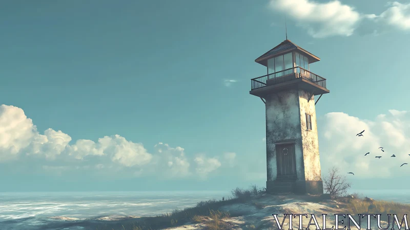 Solitary Lighthouse Stands Watch Over Calm Waters