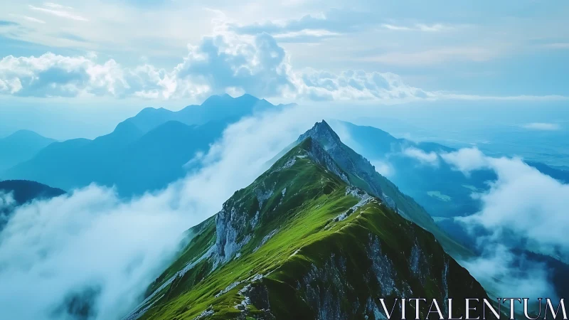 Cloud-dancing ridgeline carves a jade path through the sky