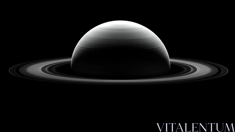 Majestic ringed planet drifting quietly in deep space.