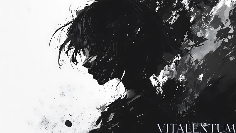 Shadowed silhouette in a storm of expressive ink strokes.