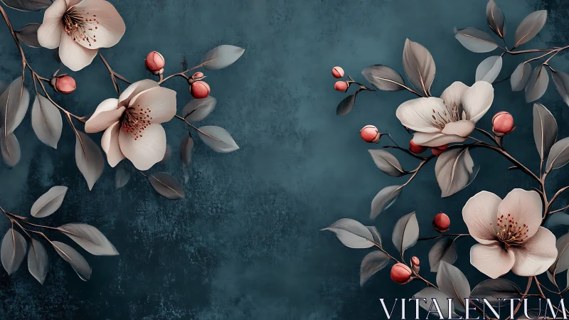 Blooming Beauty Against Teal Serenity.