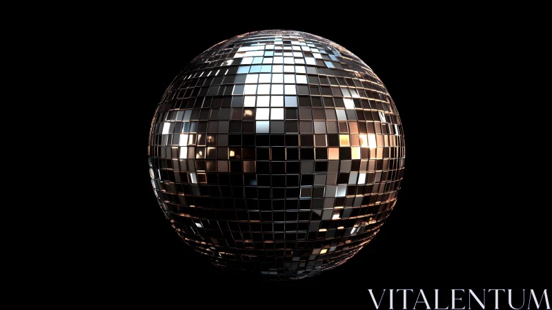 Highly reflective mirrored disco sphere with tiled square facets