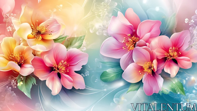 Chromatic floral cluster in high-saturation digital bloomfield.