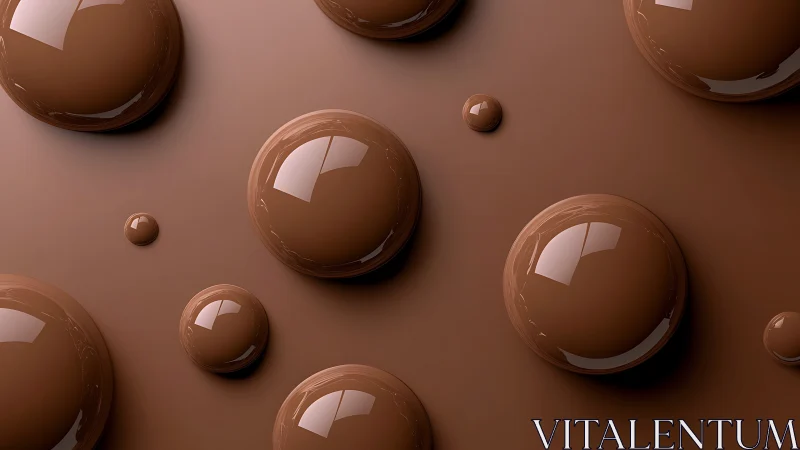 3D chocolate spheres with glossy reflections on monocolor plane.
